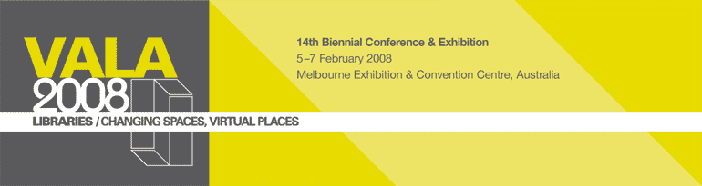 Logo for VALA2008 Conference, 5 - 7 February at Melbourne Exhibition & Convention Centre
